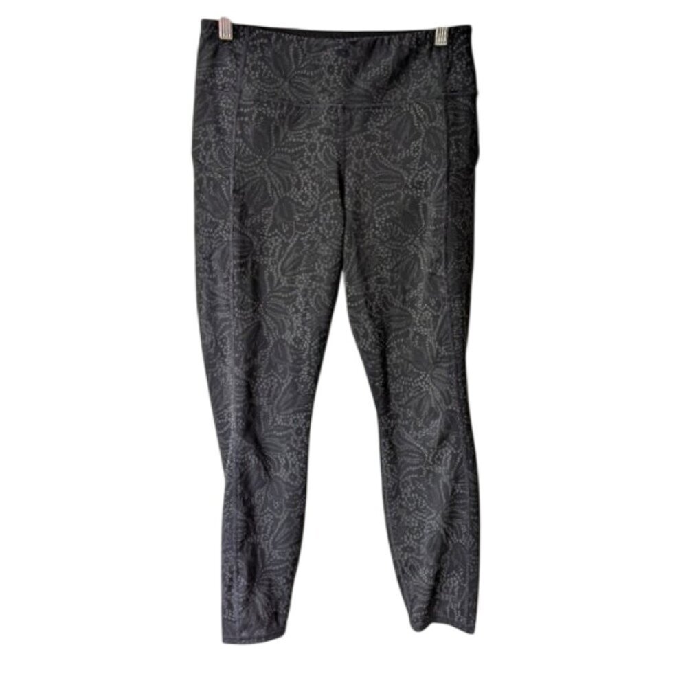 Athleta Black Leggings‎ with Subtle Pattern Size M